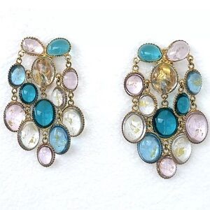 Designer Luxury Pate De Verre Gripoix Glass Dangle Chandelier Earrings